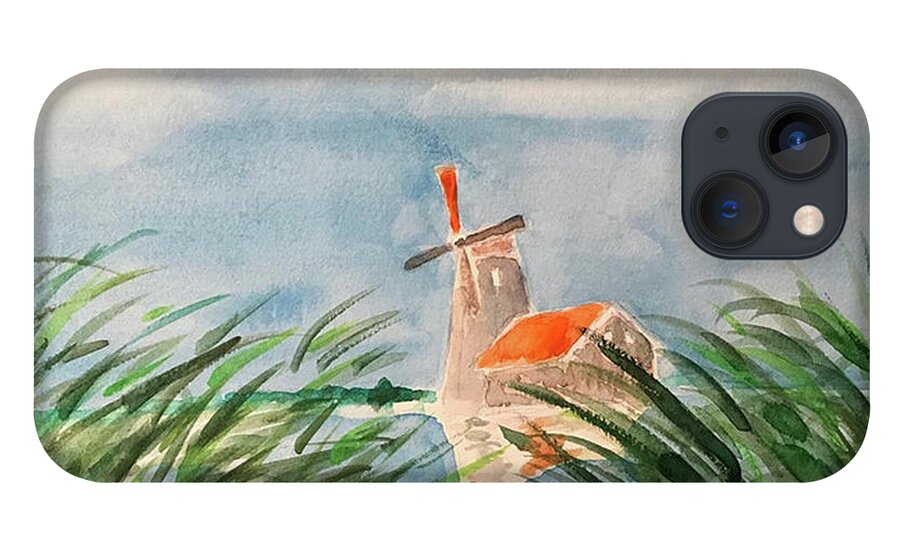  iPhone 13 Case featuring the painting Windmill Outside Amsterdam #1 by John Macarthur