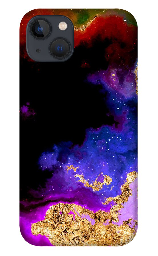 Holyrockarts iPhone 13 Case featuring the mixed media 100 Starry Nebulas in Space Abstract Digital Painting 024 by Holy Rock Design