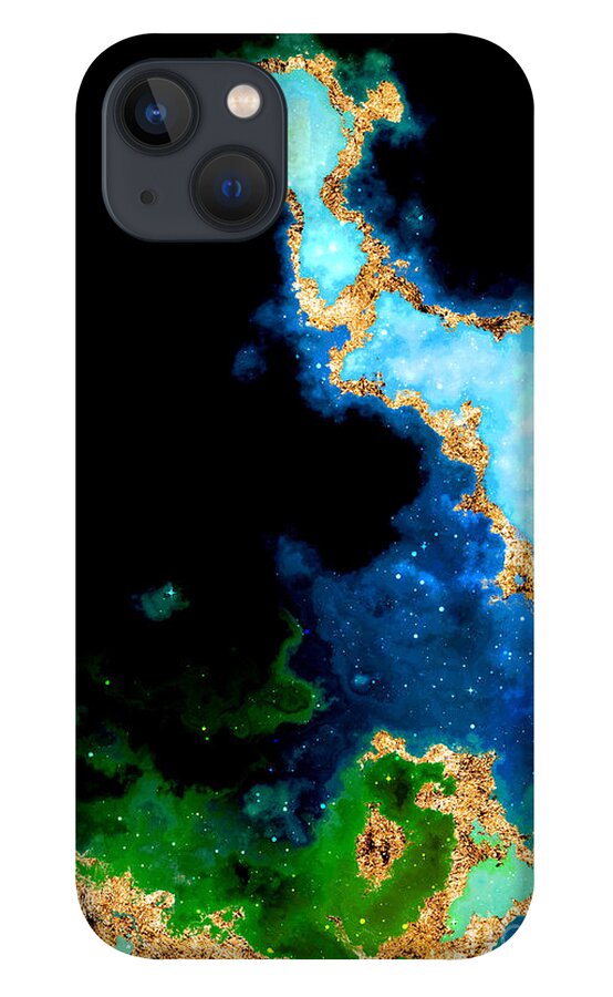 Holyrockarts iPhone 13 Case featuring the mixed media 100 Starry Nebulas in Space Abstract Digital Painting 040 by Holy Rock Design
