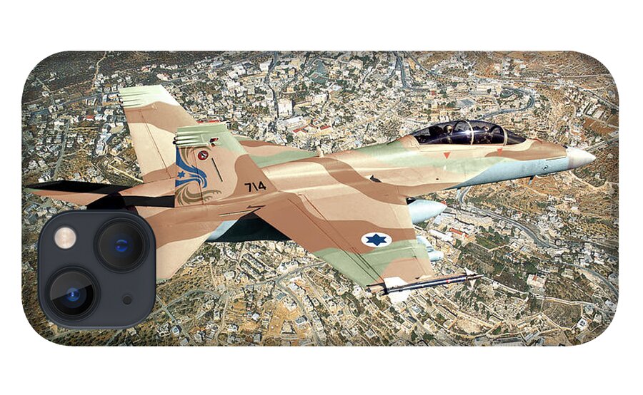 Super Hornet iPhone 13 Case featuring the digital art 12. F/A-18FI Israeli Super Hornet by Custom Aviation Art