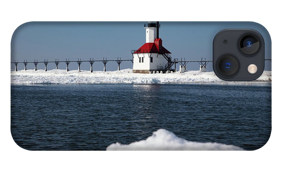 Lake Michigan Lighthouse iPhone 13 Case featuring the photograph St. Joseph Lighthouse in St. Joseph, Michigan along Lake Michigan in the winter by Eldon McGraw
