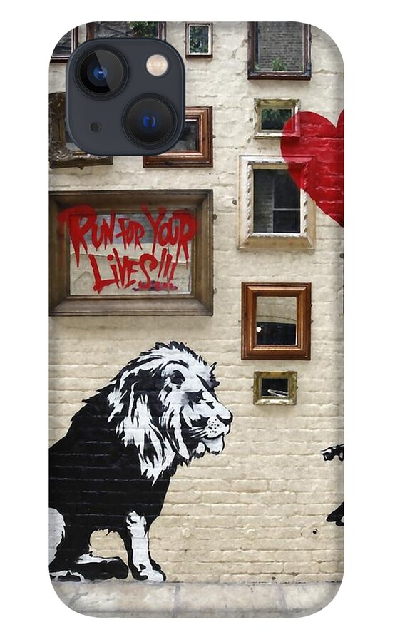 Banksy iPhone 13 Case featuring the mixed media Untitled #14 by Banksy