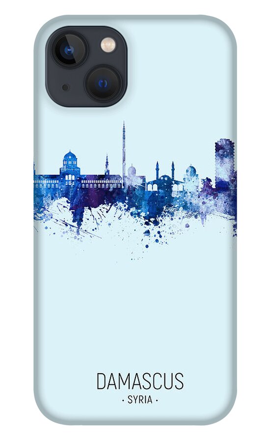 Damascus iPhone 13 Case featuring the digital art Damascus Syria Skyline #15 by Michael Tompsett