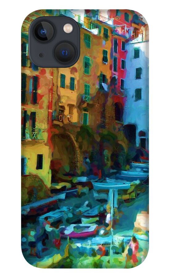 Cinque Terre iPhone 13 Case featuring the mixed media Cinque Terre by Asbjorn Lonvig