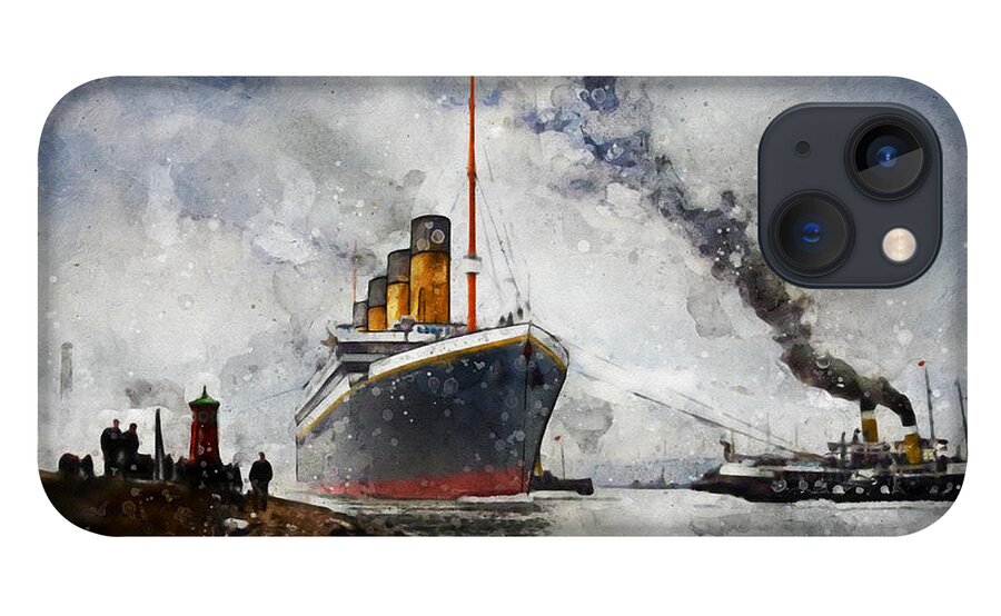 Steamer iPhone 13 Case featuring the digital art R.M.S. Titanic by Geir Rosset