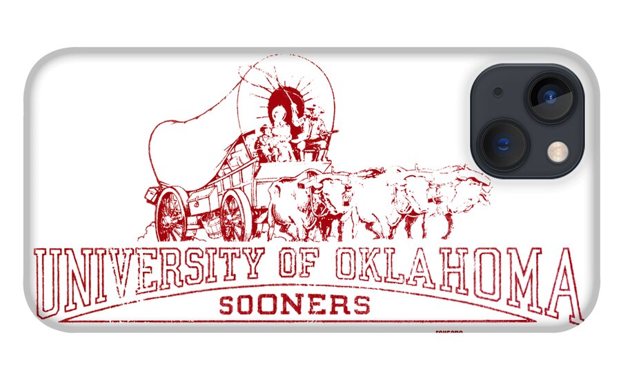 Oklahoma iPhone 13 Case featuring the mixed media Vintage Oklahoma Sooners Art #2 by Row One Brand