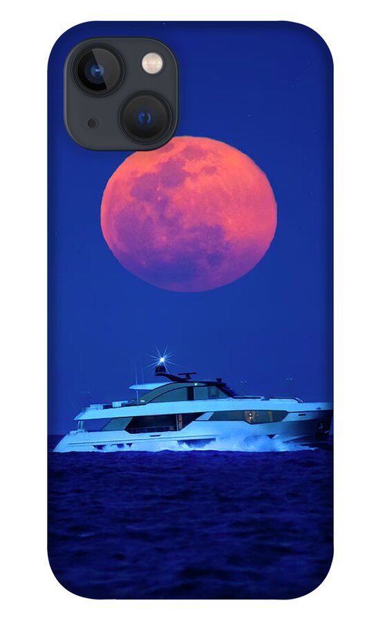 Yacht iPhone 13 Case featuring the photograph Yacht Cruise Under the Moon #2 by Mark Andrew Thomas