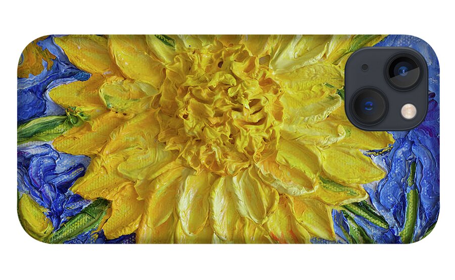 Paris Wyatt Llanso iPhone 13 Case featuring the painting Yellow Sunflower #1 by Paris Wyatt Llanso