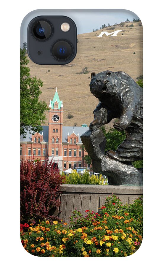 Grizzlies iPhone 13 Case featuring the photograph The Grizzly statue at the University of Montana - Grand Griz by Eldon McGraw
