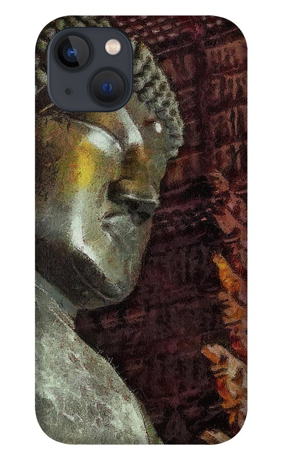 Abstract iPhone 13 Case featuring the mixed media 508 Impressive Buddha, Interior Architectural Detail, Todaiji Temple, Nara, Japan by Richard Neuman Architectural Gifts