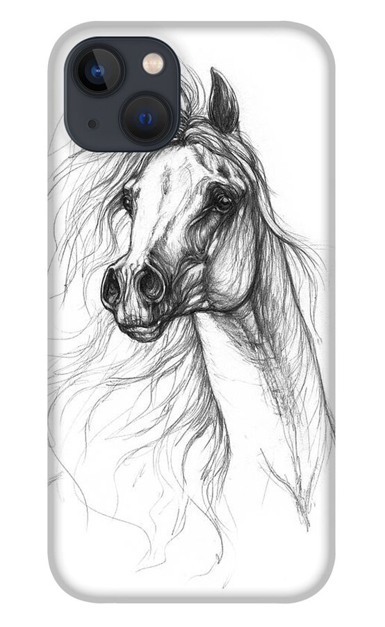 Horse iPhone 13 Case featuring the drawing Horse Head #6 by Ang El