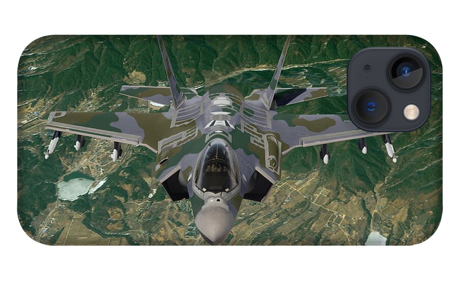 Lightning iPhone 13 Case featuring the digital art 60. ROKAF F-35A Ground Support by Custom Aviation Art