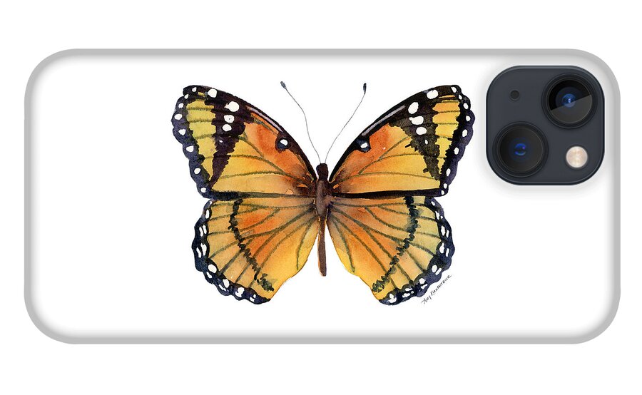 Viceroy iPhone 13 Case featuring the painting 76 Viceroy Butterfly by Amy Kirkpatrick