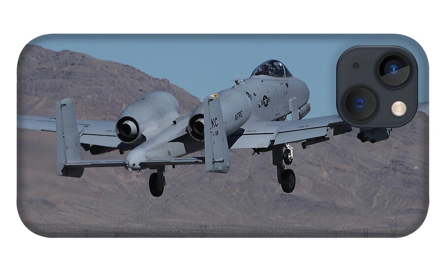 Warthog iPhone 13 Case featuring the photograph KC AFRC A-10 Warthog Departs Nellis by Custom Aviation Art