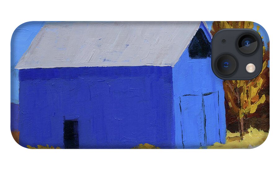 Rural iPhone 13 Case featuring the painting A Big Blue Barn by David King Studio