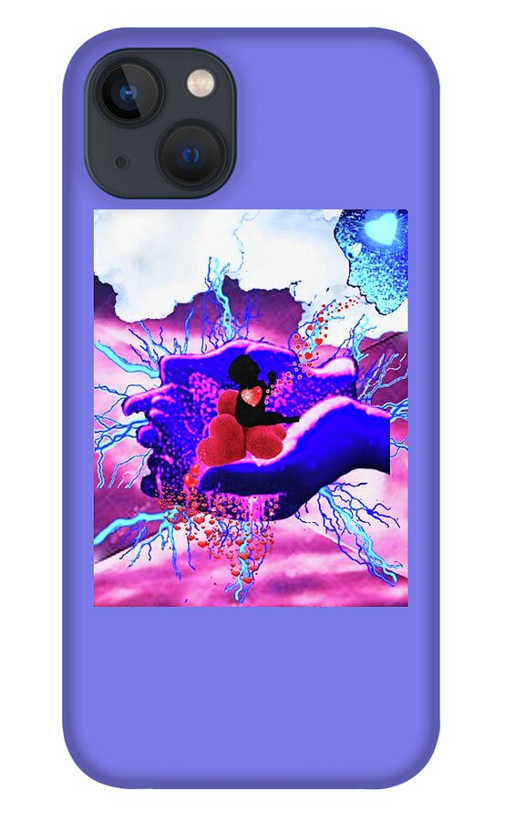 A Fathers Love Poem iPhone 13 Case featuring the digital art A Fathers Love In Hands by Stephen Battel