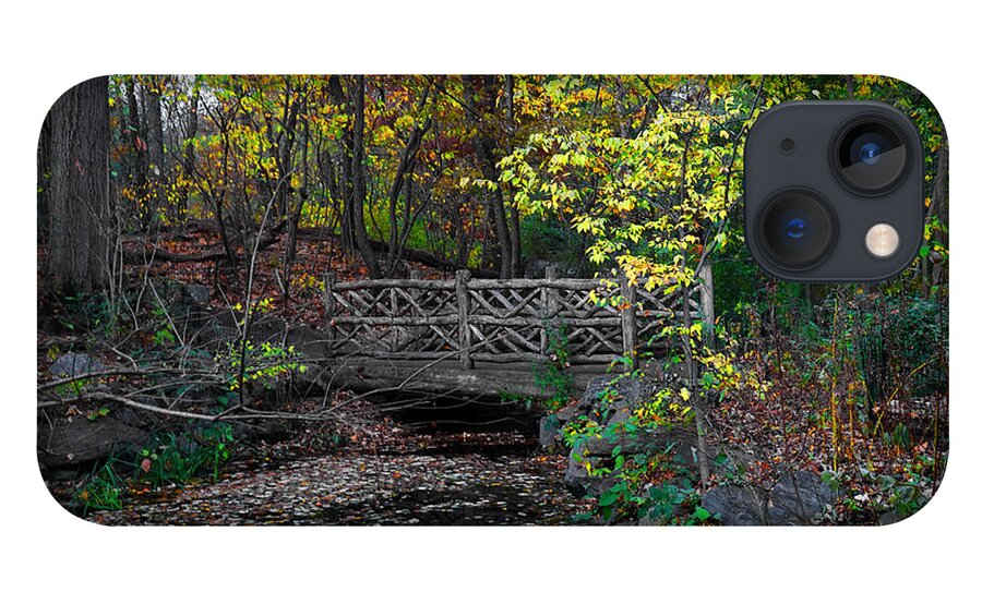 Rustic iPhone 13 Case featuring the photograph A Rustic Bridge in the Ramble - A Central Park Impression by Steve Ember