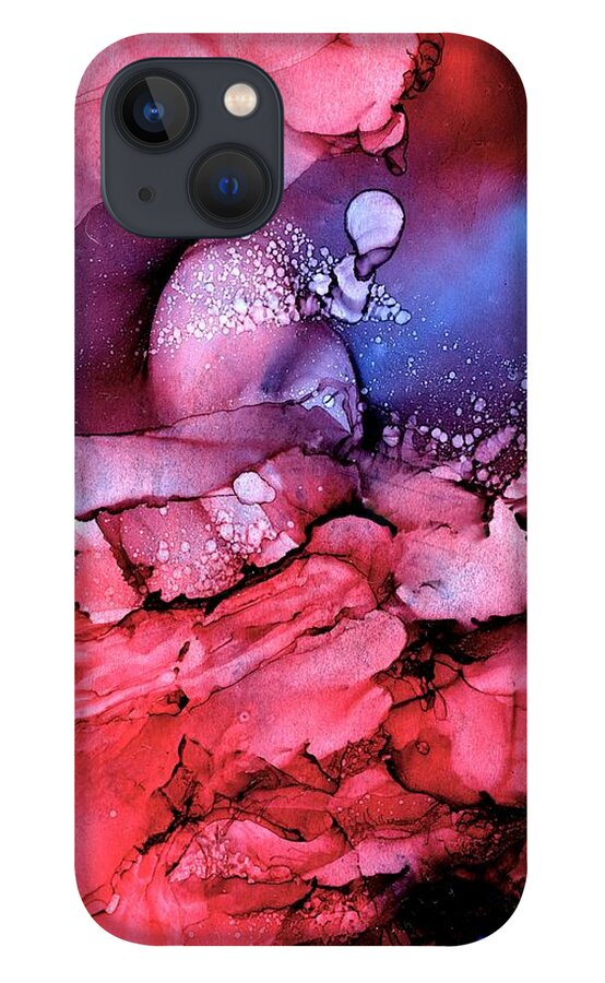 Alcohol Ink iPhone 13 Case featuring the painting A thoroughfare of freedom beat by Angela Marinari