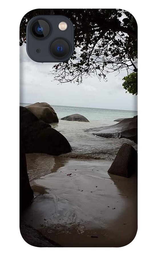 All iPhone 13 Case featuring the digital art A View of the Sea in Seychelles KN7 by Art Inspirity