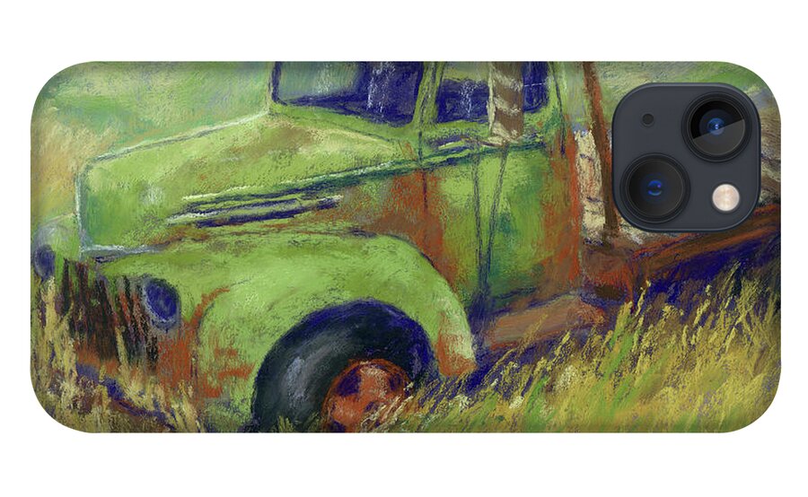 Ford Truck iPhone 13 Case featuring the painting Abandoned Flatbed Ford Truck by David King Studio