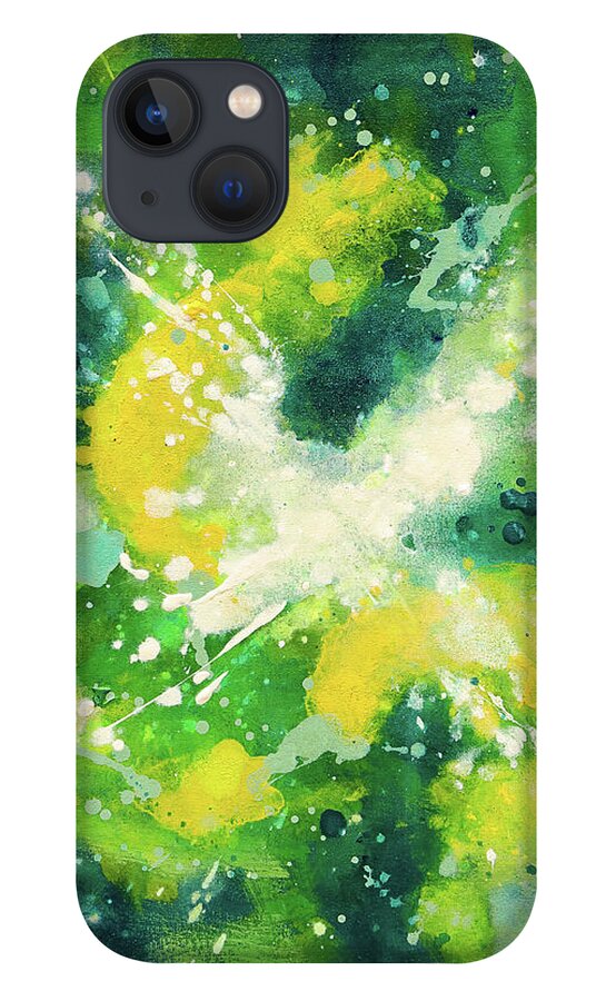 Green Abstract iPhone 13 Case featuring the painting Abstract 94 by Maria Meester