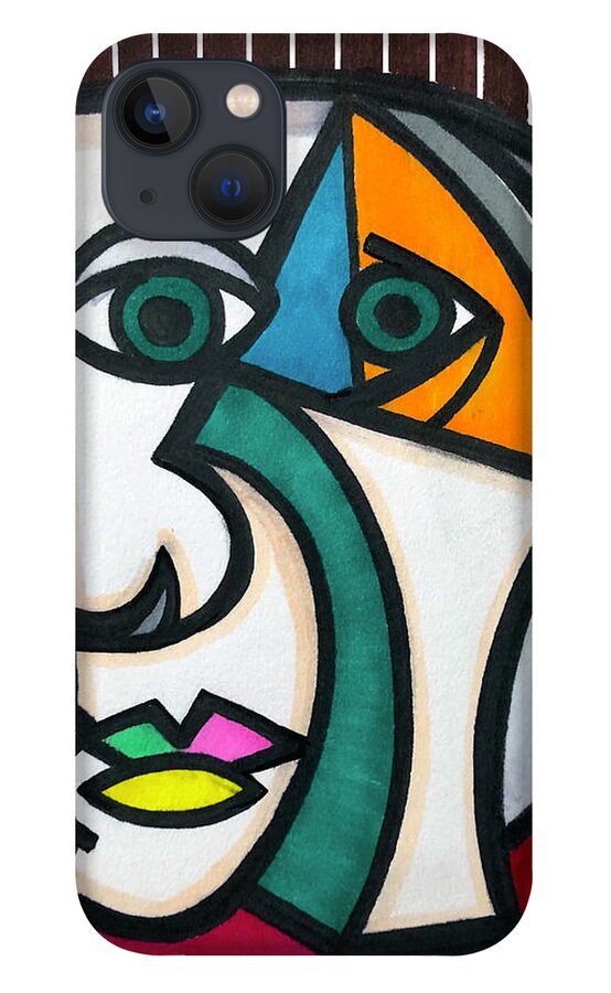 Abstract iPhone 13 Case featuring the drawing Abstract Expressionist Portrait by Creative Spirit