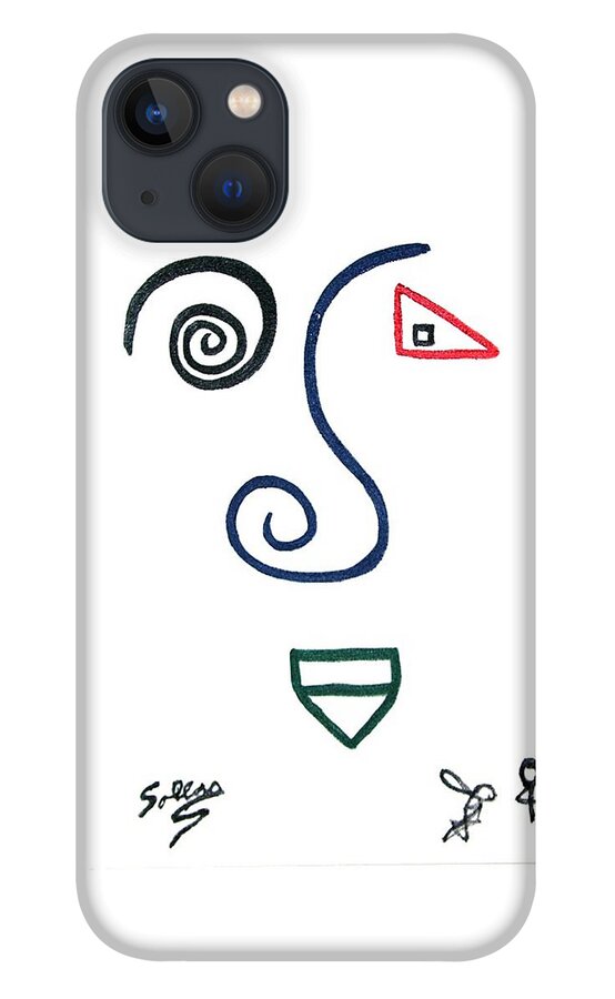 Abstract iPhone 13 Case featuring the painting Abstract Face by Famous Artist by Sollog Artist