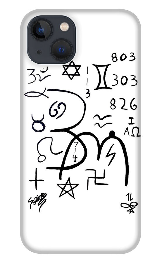 Occult iPhone 13 Case featuring the painting Abstract Occult Symbols Collage by Sollog Artist