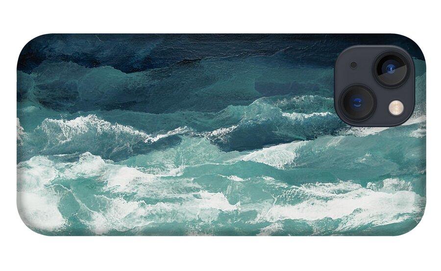  Abstract Seascape iPhone 13 Case featuring the painting Abundant as the Seas by Linda Bailey