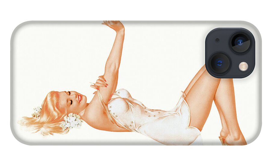 Admiration iPhone 13 Case featuring the painting Admiration by Alberto Vargas Vintage Pin-Up Girl Art by Rolando Burbon
