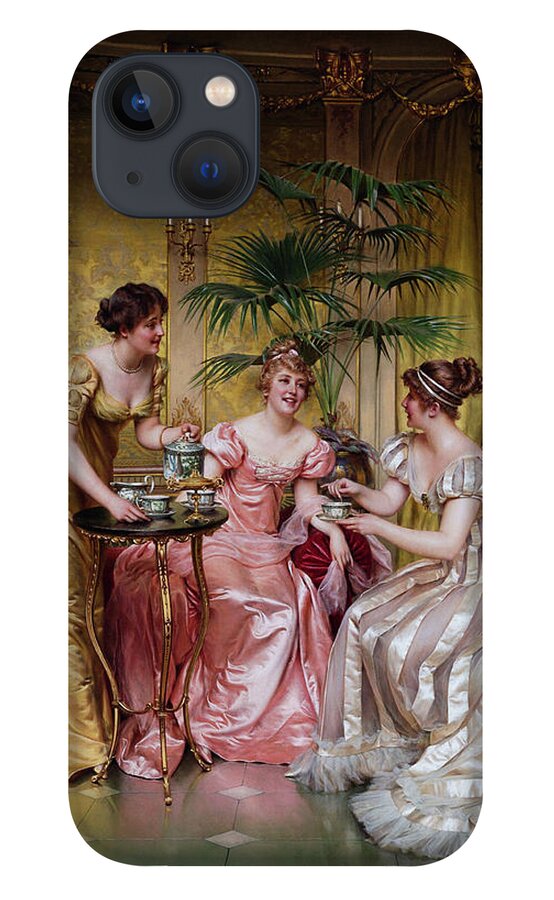 Afternoon Tea iPhone 13 Case featuring the painting Afternoon Tea by Frederic Soulacroix by Rolando Burbon