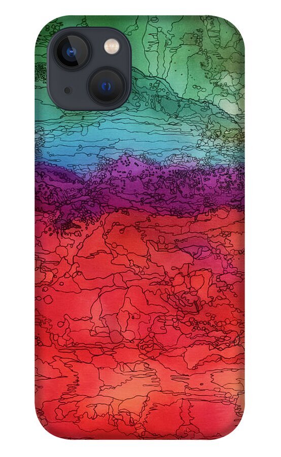 Red iPhone 13 Case featuring the mixed media Alcohol Landscape by Aimee Bruno