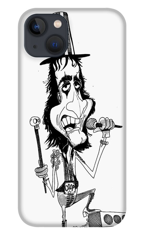 Rock And Roll iPhone 13 Case featuring the drawing Alice Cooper by Michael Hopkins