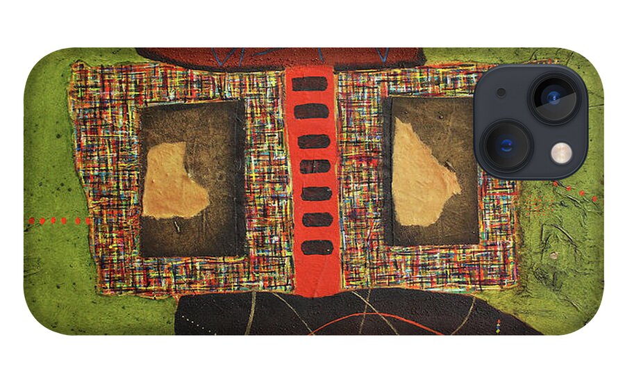 African Art iPhone 13 Case featuring the painting All The Boxes Checked by Michael Nene