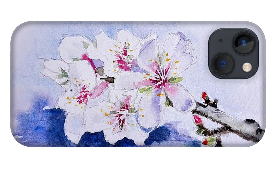 Flowers iPhone 13 Case featuring the painting Almond Blossom by Sandie Croft