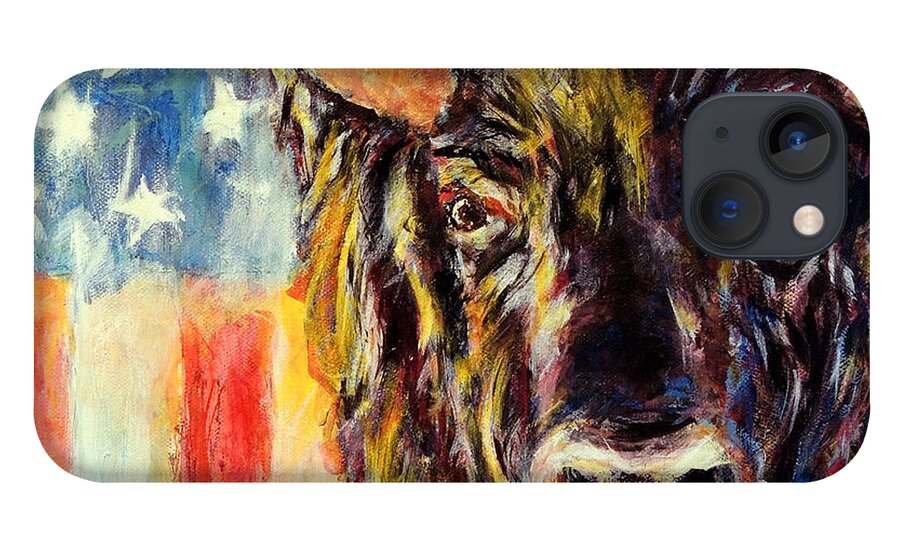 American Buffalo Flag Patriotic iPhone 13 Case featuring the painting American Buffalo by John Bohn