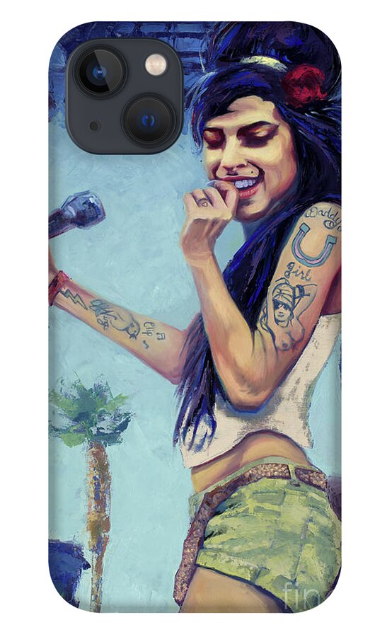 Coachella iPhone 13 Case featuring the painting Amy Winehouse Coachella Festival, 2017 by PJ Kirk