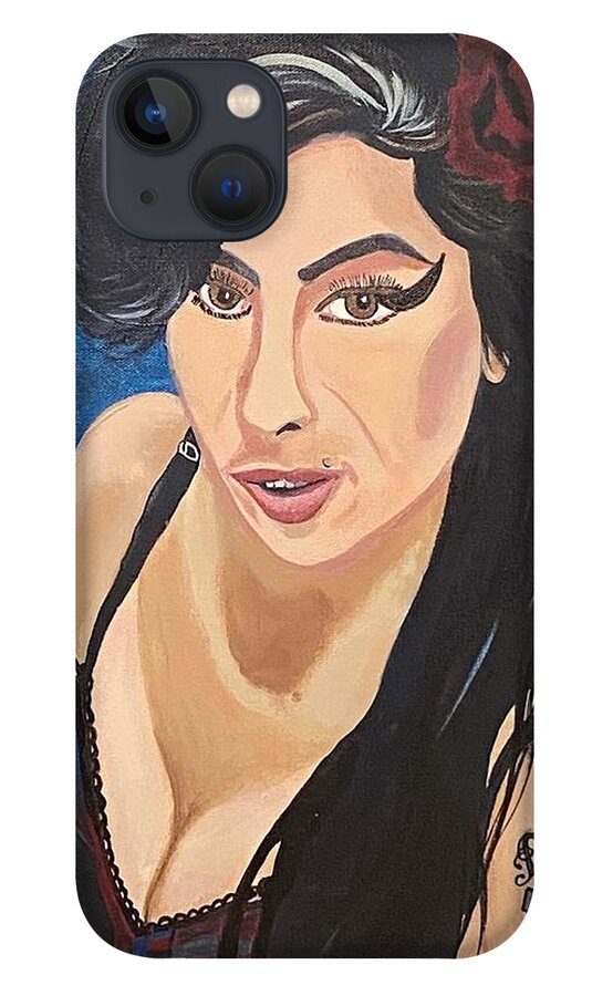 iPhone 13 Case featuring the painting Amy Winehouse-Lioness by Bill Manson