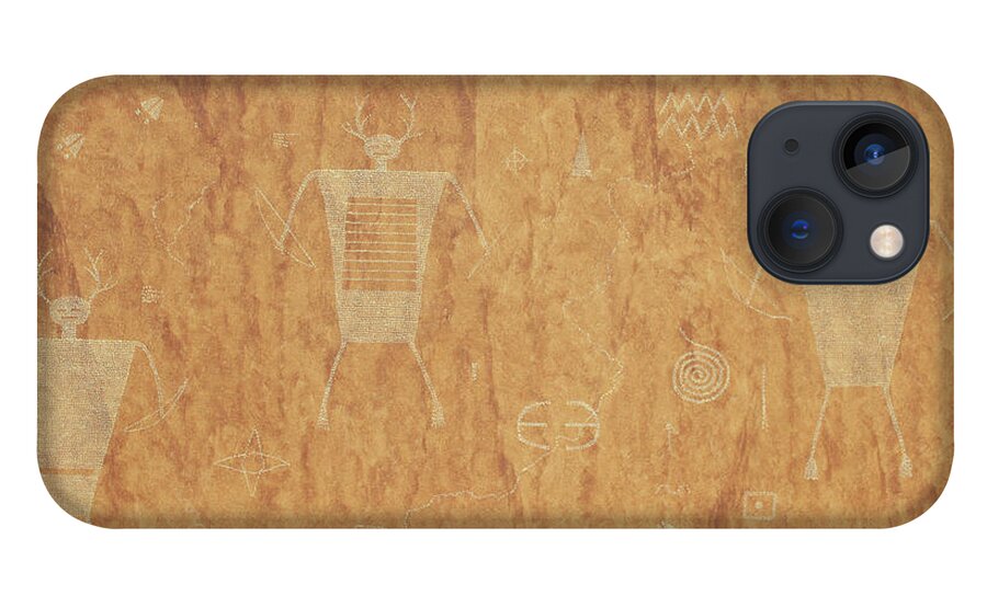 Deer iPhone 13 Case featuring the painting Anasazi Deer Hunters-Petroglyphs by Doug Miller