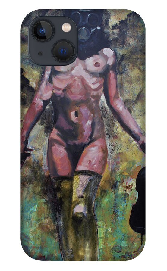 Figurative iPhone 13 Case featuring the painting And Nero Played On by Shawn Conn
