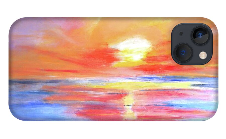 Sunset iPhone 13 Case featuring the painting Anegada Sunset by Carlin Blahnik CarlinArtWatercolor