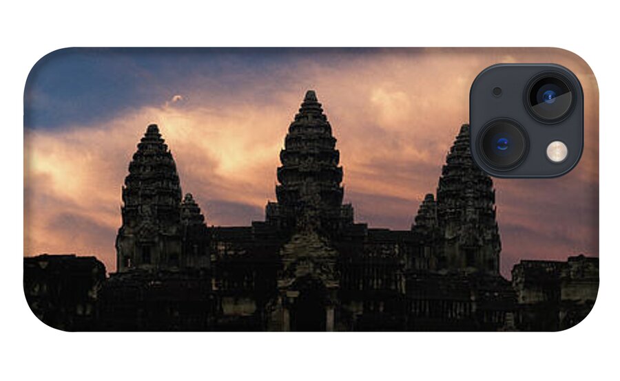 Panoramic iPhone 13 Case featuring the photograph Angkor Wat temple at Sunset by Sonny Ryse
