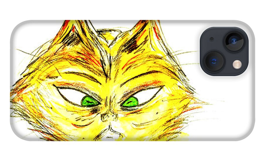 Cats iPhone 13 Case featuring the drawing Annoyed Tabby by Brent Knippel