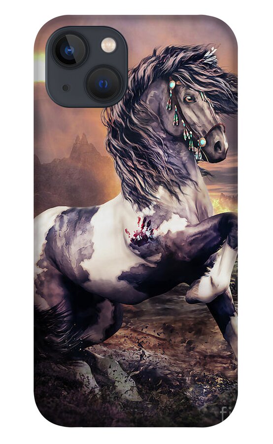 Apache War Horse iPhone 13 Case featuring the digital art Apache War Horse by Shanina Conway
