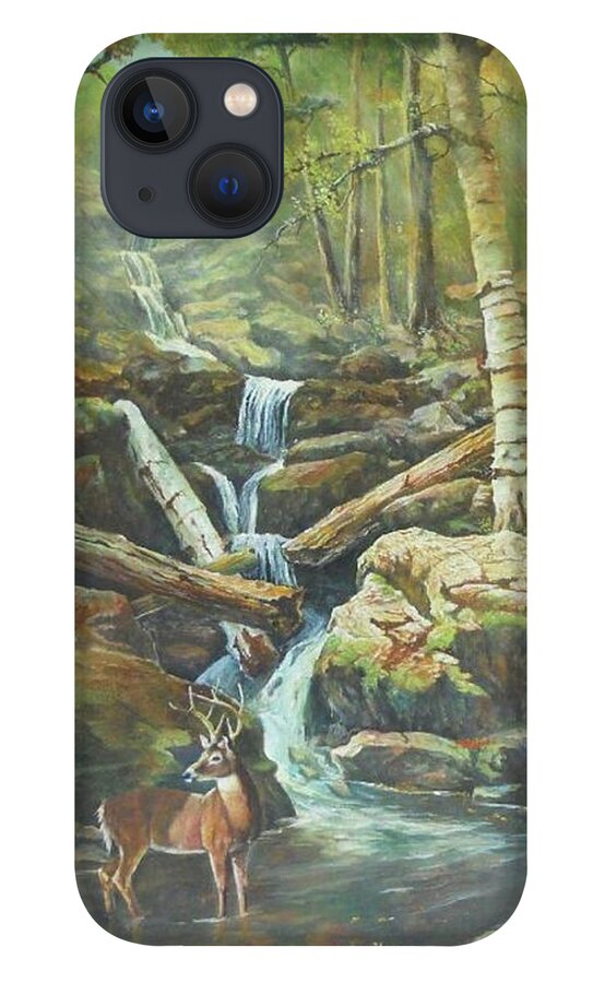 Waterfalls iPhone 13 Case featuring the painting Applachia by ML McCormick