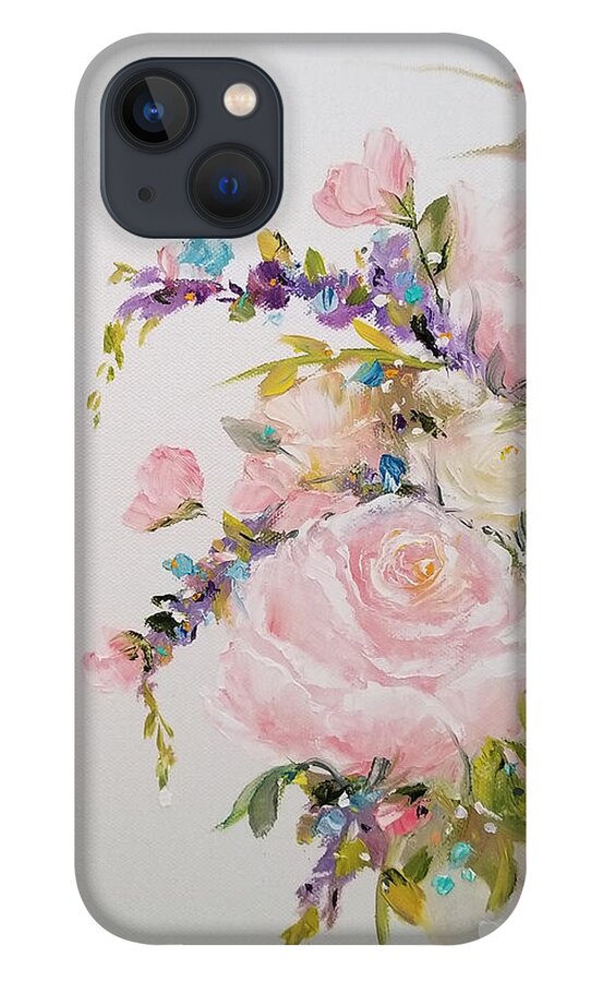 Flowers iPhone 13 Case featuring the painting April's Pearls left by Judith Rhue