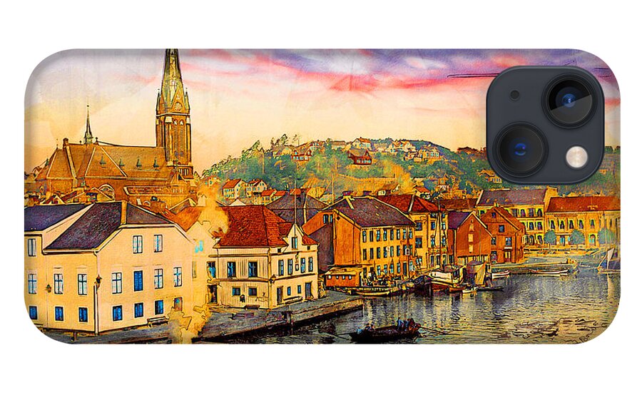 Arendal iPhone 13 Case featuring the digital art Arendal c. 1910 by Geir Rosset