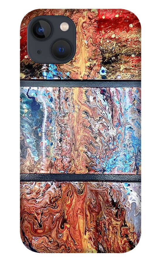 Acrylic Pour iPhone 13 Case featuring the painting Ariadne's thread by David Euler