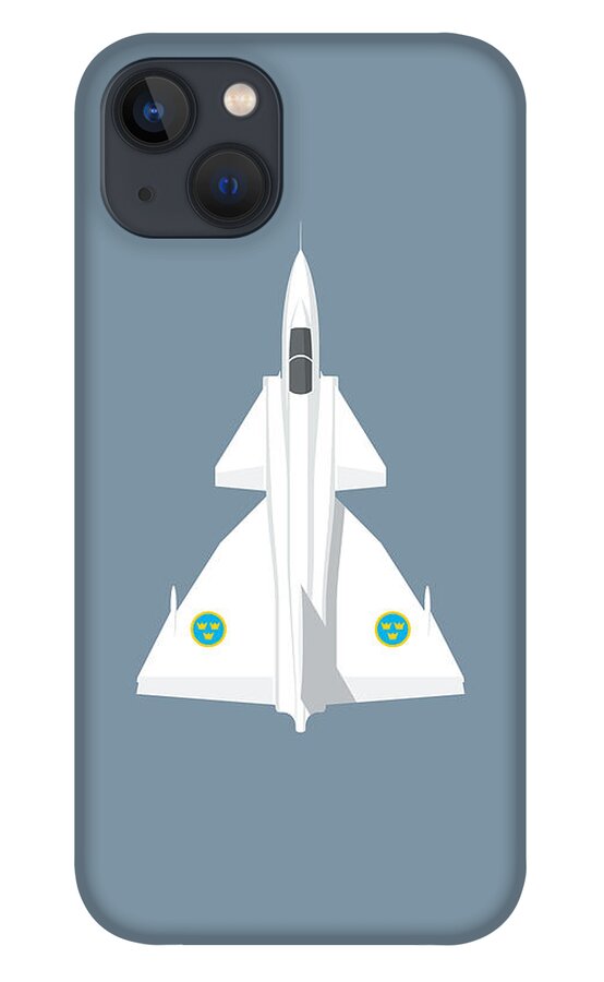 Viggen iPhone 13 Case featuring the digital art J37 Viggen Jet Aircraft - Slate by Organic Synthesis
