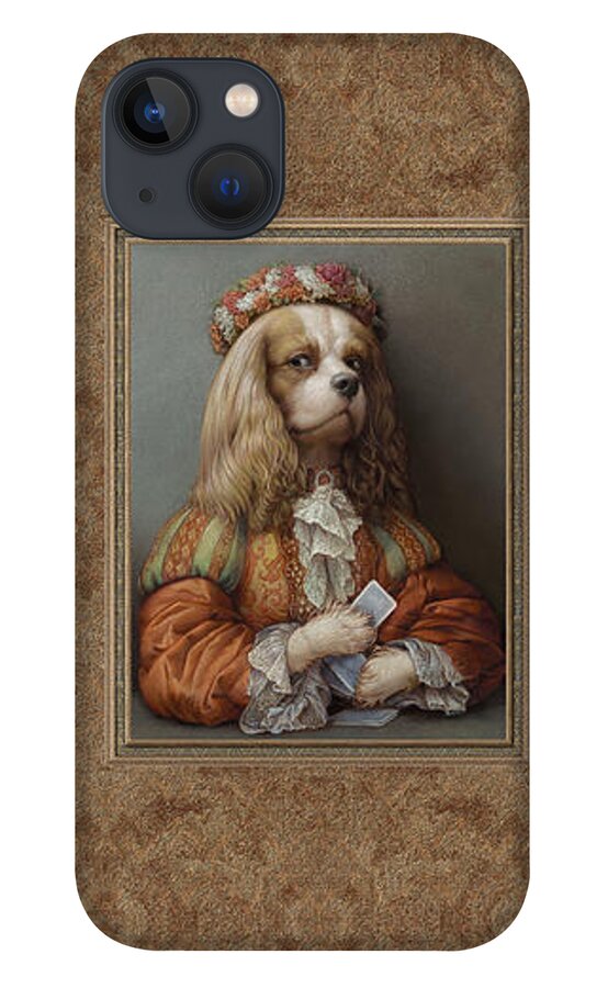 Cavalier iPhone 13 Case featuring the pastel Pokerdog Cavalier by Kurt Wenner